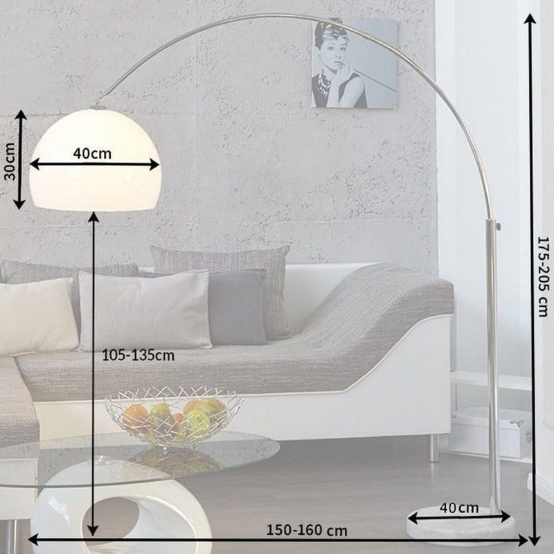 Ioanna 175cm Chrome Arched Floor Lamp