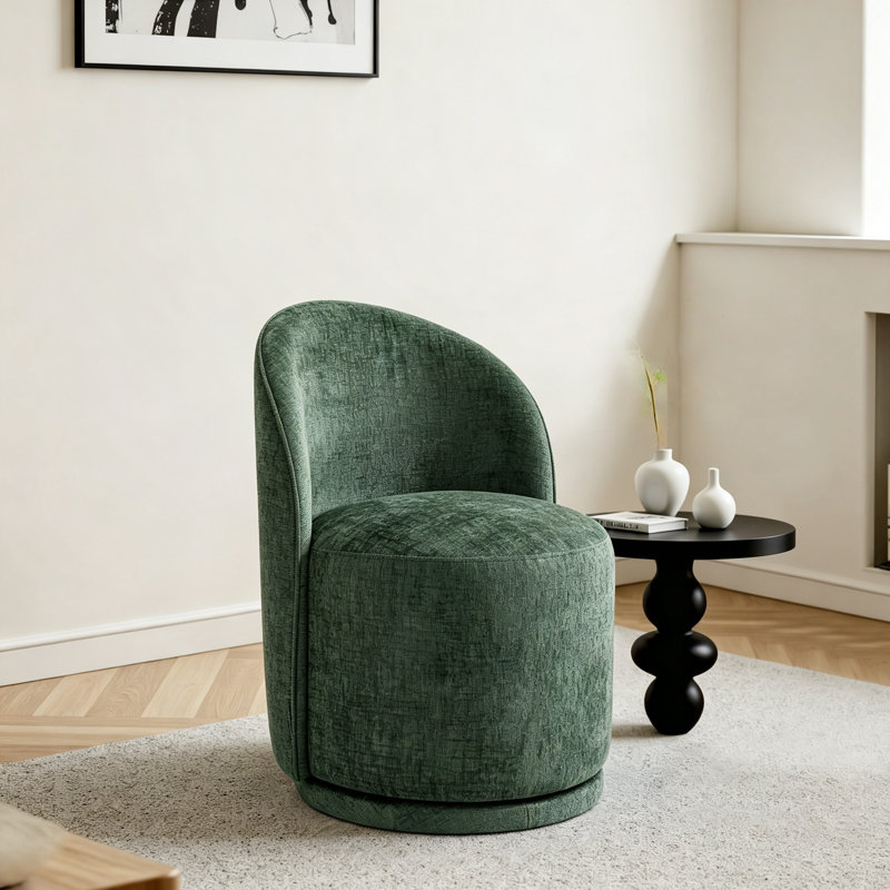 Fauteuil d'appoint pivotant en tonneau Modern, Red Brown Faux Leather
