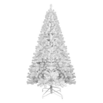 Arbre de Noël à fil rond en PVC blanc avec lumières