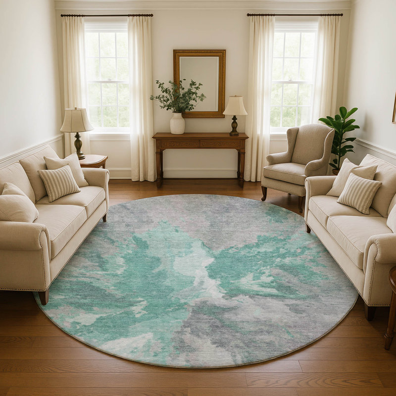 Premium Machine Washable Marasco AMF1632 Modern Rug, Round 8'