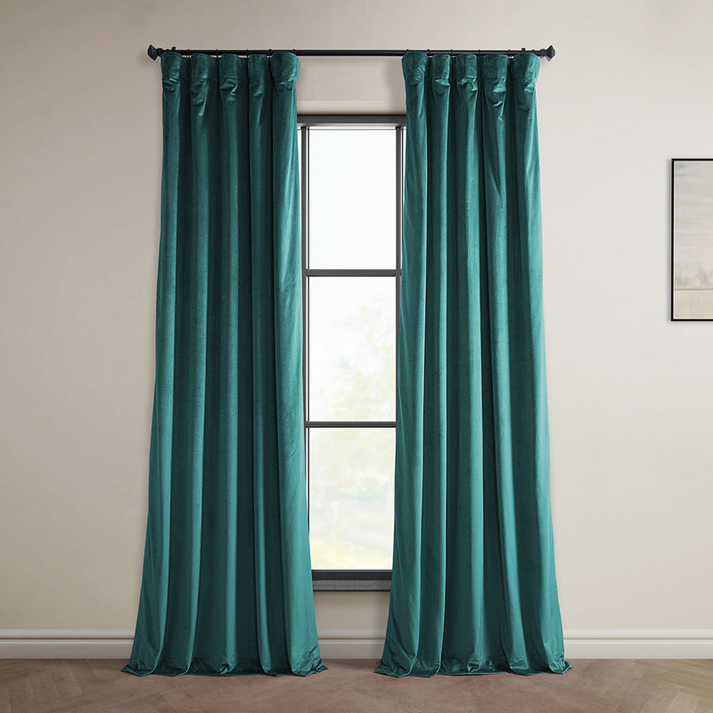 Matra Room Darkening Rod Pocket Single Curtain Panel, 50" W x 84" L, Deep Sea Teal