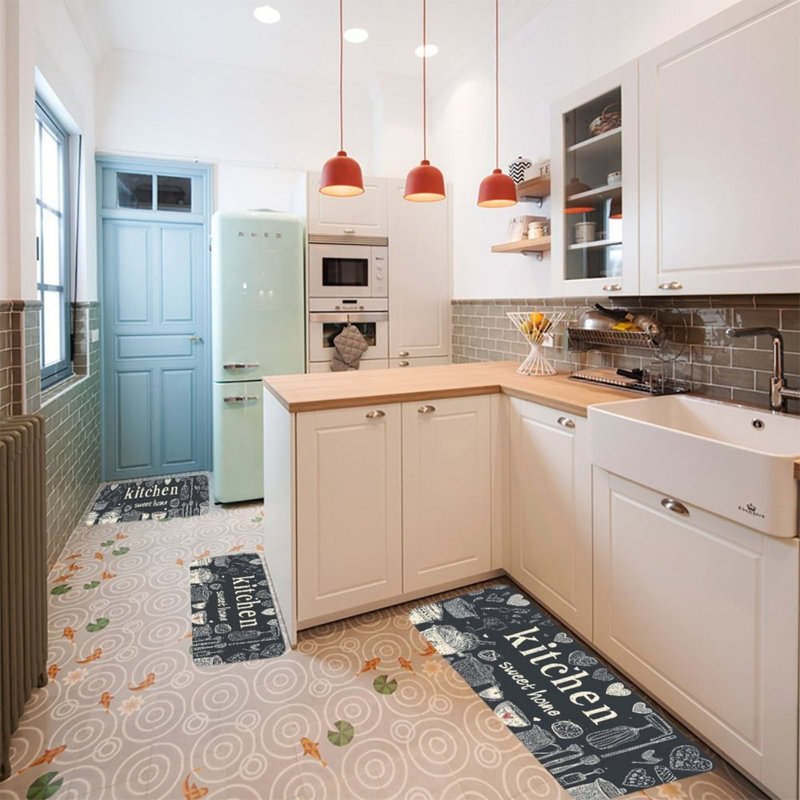 Ensemble de tapis de cuisine noir foncé 3 pièces Sweet Home