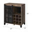 Armoire à vin en chêne noir rustique noir avec verre obscur et rangement organisé dans la porte