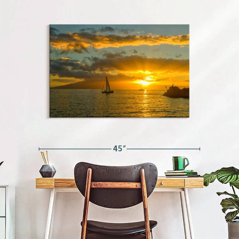 Kaanapali Gillard, gens au coucher du soleil, H 26 po x l 39 po