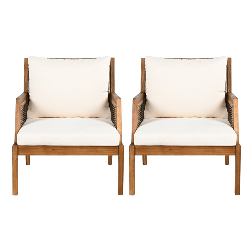 Canapés de patio confortables, bois d'acacia et osier, style rustique pour le jardin et le porche