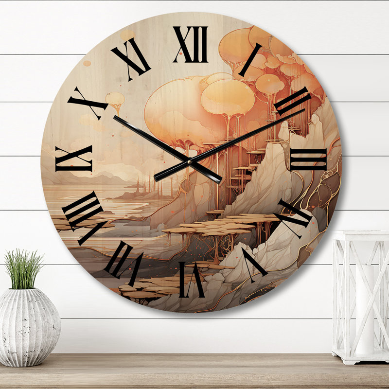 Horloge murale en bois massif Randale, Moyenne
