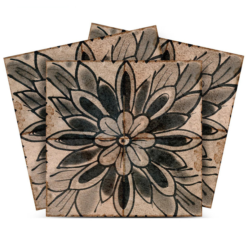 7'' W x 7'' L Vinyl Peel and Stick Mosaic Tile, Brown/Black