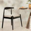 Ensemble de 2 chaises de cuisine style Mid-Century avec structure en chêne massif et siège tissé à la main pour un espace de vie et de salle à manger élégant-1157081288