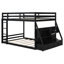 Lit superposé double avec ports USB, tablettes de rangement et 2 tiroirs, lumières DEL contrôlées par une application, multifonctionnel, noir-1495225952