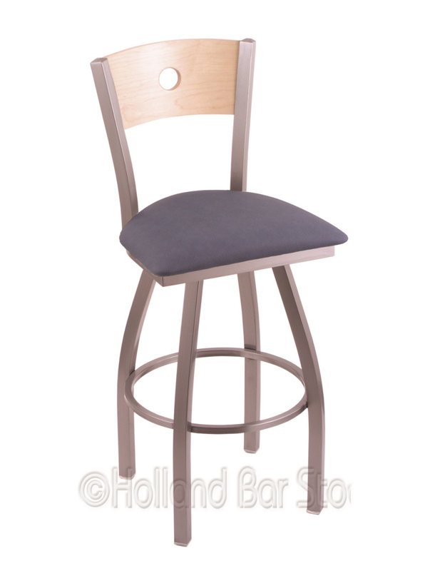 Tabouret de bar pivotant de 36" Lareau, Inoxydable, Café Rein, Chêne Naturel