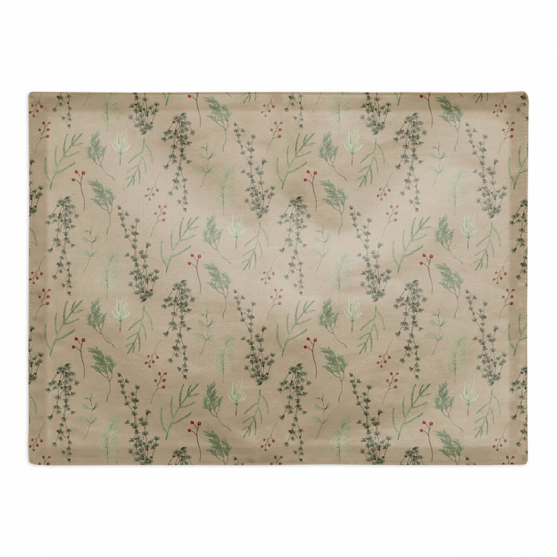 Imagean Cotton Floral Rectangle Placemat, Brown