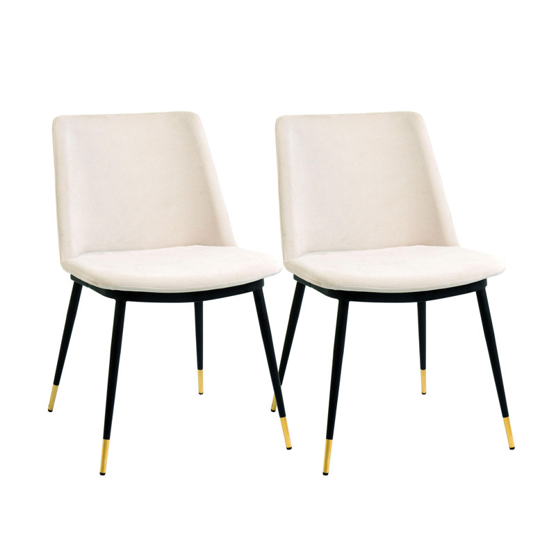 Fauteuil d'appoint en velours, Crème, Noir / or