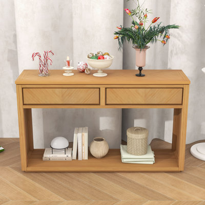 Elegant Chevron Pattern Console Table with 2 Drawers by Millwood Pines