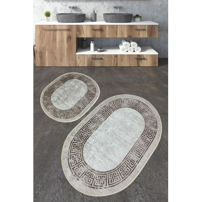Ensemble de luxueux tapis de bain (2 pièces) en polyester antibactérien de 23,6 po x 39,4 po et de 19,7 po x 23,6 po | Poils doux de 0,4 po de hauteur, dessous antidérapant, lavable à la machine | Idéal pour le confort et la sécurité de la salle de bain