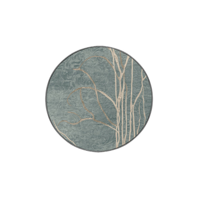 Machine Washable Gray Area Rug, Round 4'
