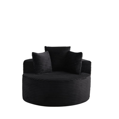 43-inch round corduroy single sofa, comfortable lounge chair, comes with three pillows, minimalist design, for bedrooms, lounges, game rooms, and livi