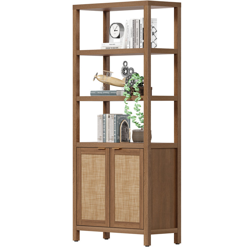 Storage Bookcase, Rattan Brown