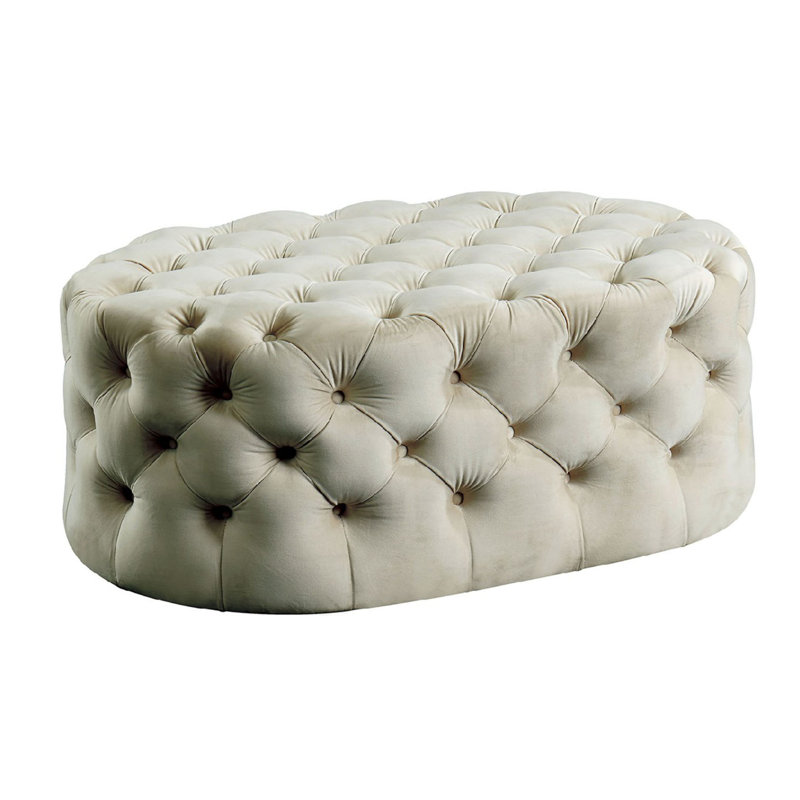 Repose-pieds ovale capitonné de 45 po Wisniewski, Beige
