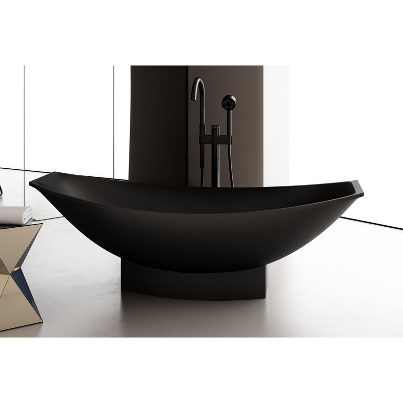 70.75'' x 31.5'' Soaking Solid Surface Bathtub, Black