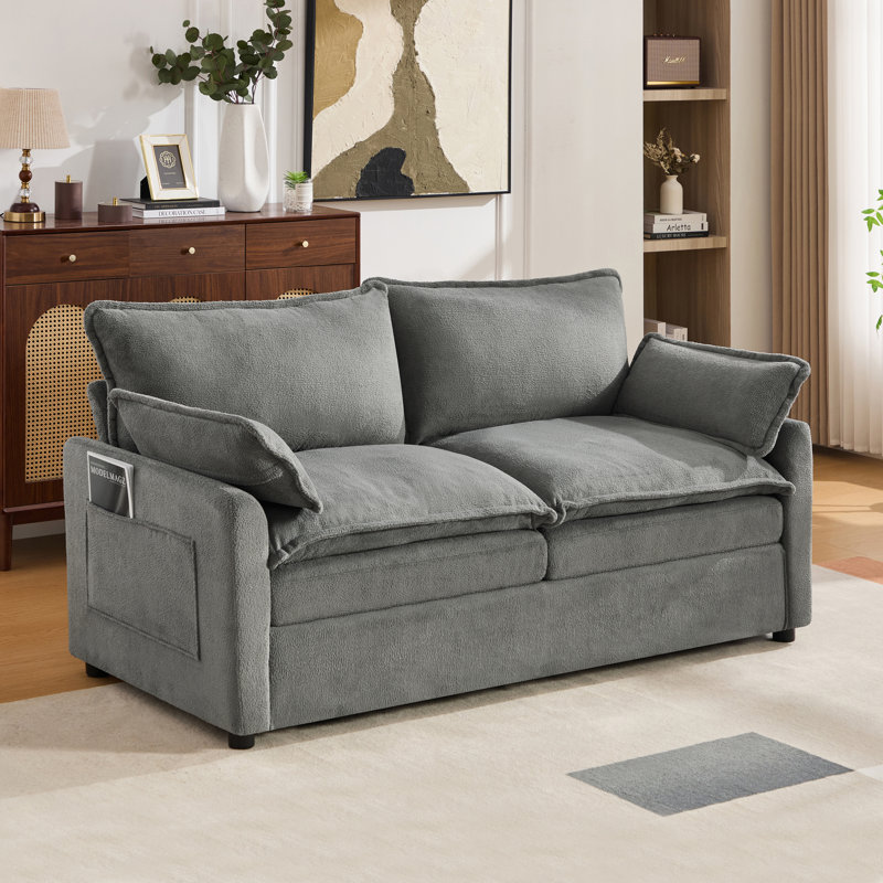 Causeuse rembourrée en fausse fourrure 67,7 po Winter, Gray