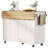 55.5" Fluted Kitchen Island with 2 Drop Leaf, Kitchen Storage Cart with Power Outlet, 4 Doors, Spice rack, Rolling Island Table with Wood-grain Top, Curved Edge for Kitchen, Dining Room,White-1274085310