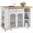 Kitchen Island with Storage on Wheels, Kitchen Cart Table Storage Cabinets, White-563806686