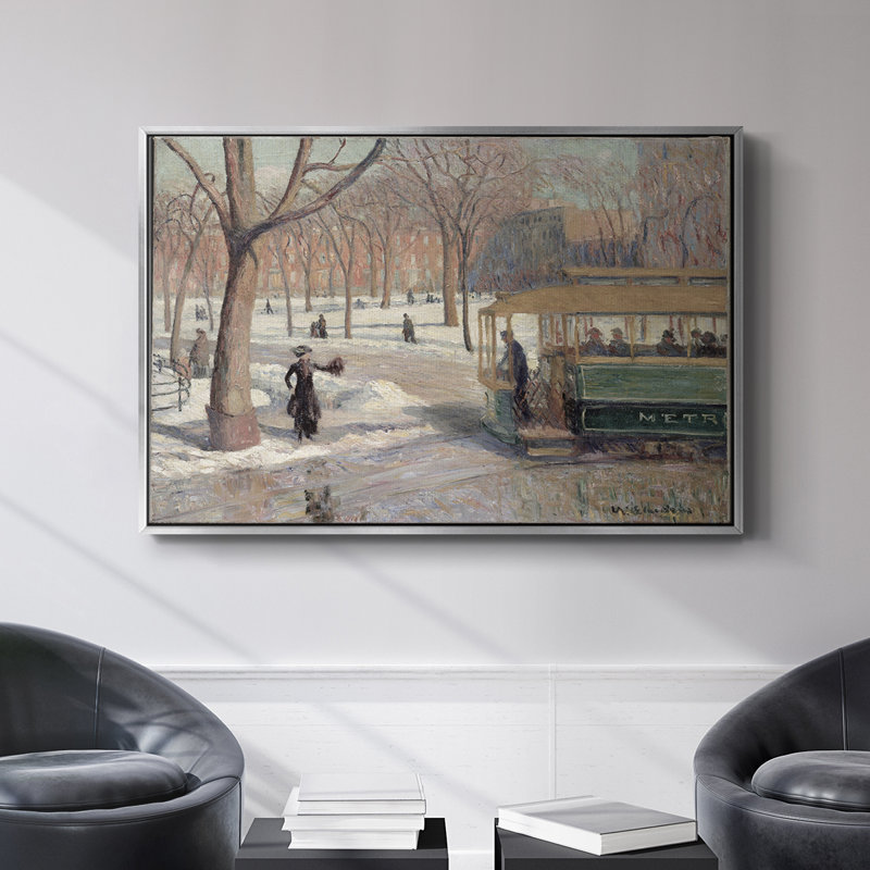 Paysage rétro -DIV, H 27 po x l 41 po x P 2 po, Toile argentée avec cadre flottant