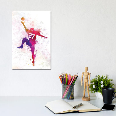 American Football Player Catching Receiving IV by Paul Rommer - Wrapped Canvas Print