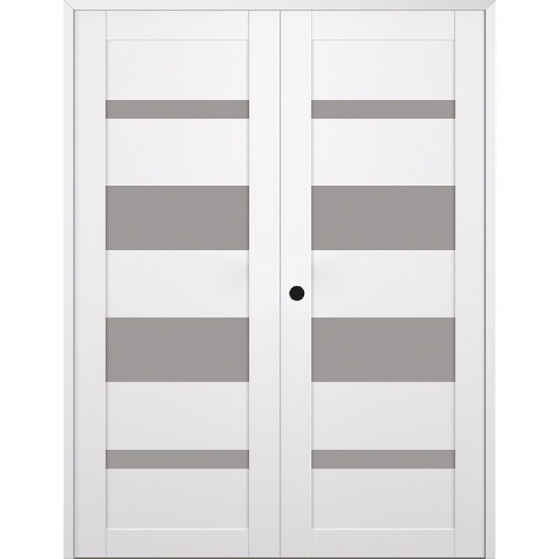 Porte standard à panneaux en bois manufacturé massif préfini Mirella, Droite, 55,5 po x 83,23 po