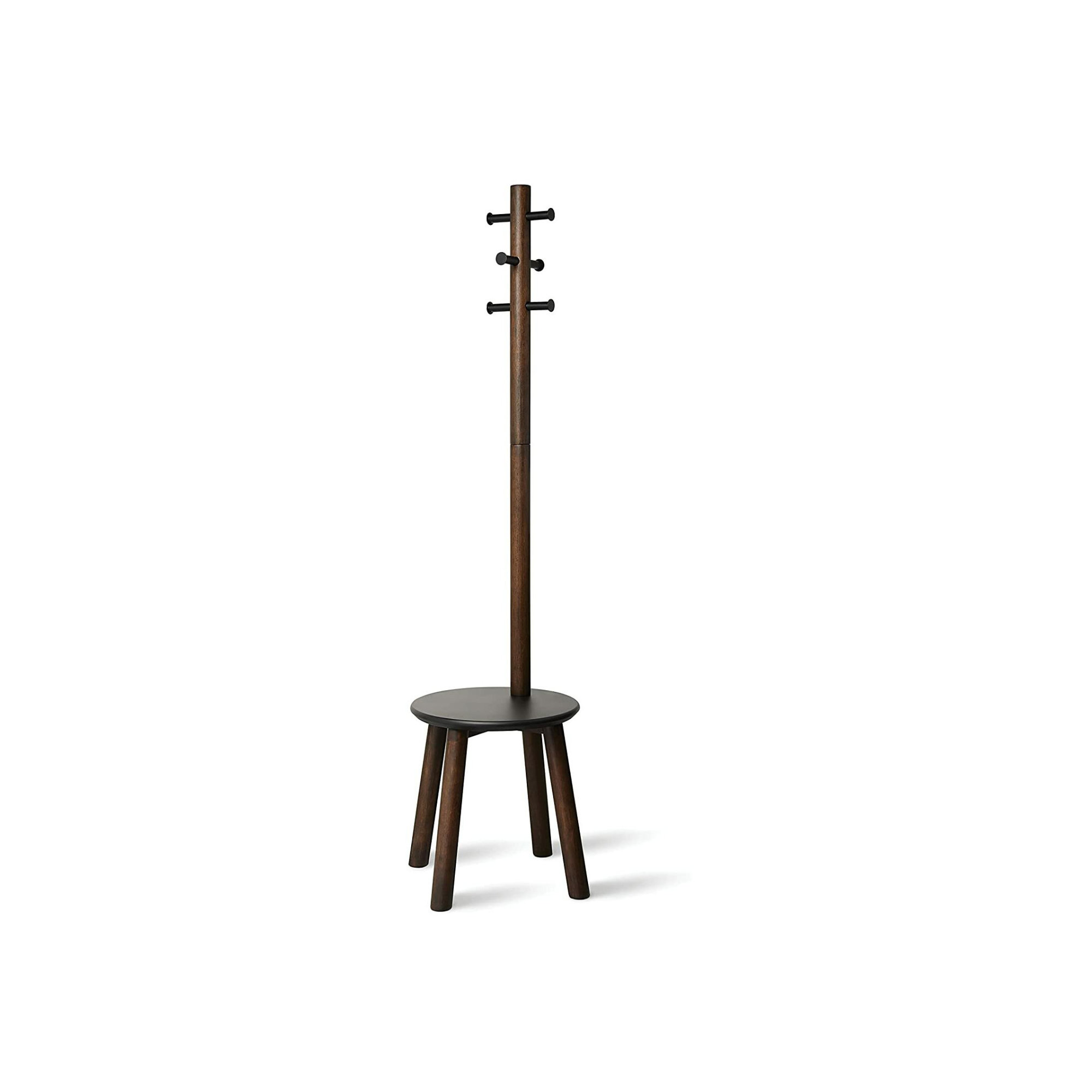 6 - Hook Freestanding Coat Rack, Walnut