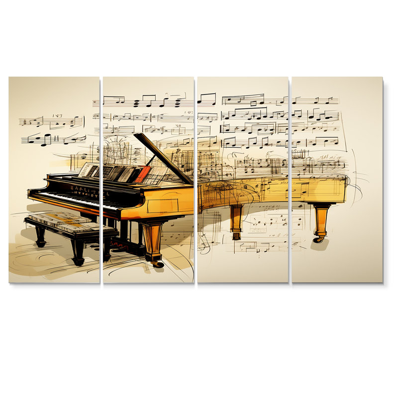 Acushnet - Piano, art mural 4 pièces, H 28 po x l 48 po