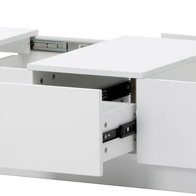 Table basse extensible avec rangement, Blanc