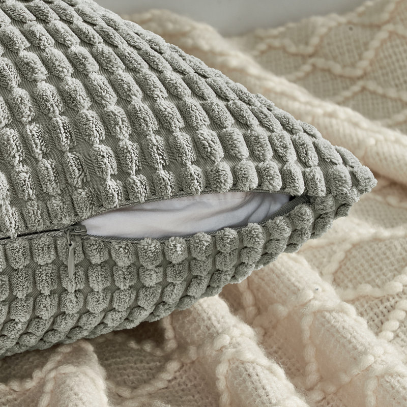 Corduroy Square Pillow Cover, 18"H x 18"W, Light Gray