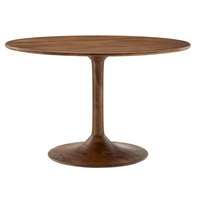 Lippa 48" Round Solid Wood Dining Table, Walnut