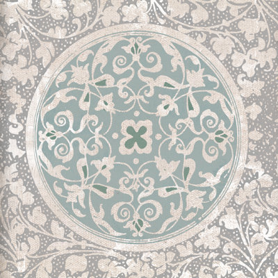 Center Circle Pattern Grey Blue 2 - Wrapped Canvas Painting