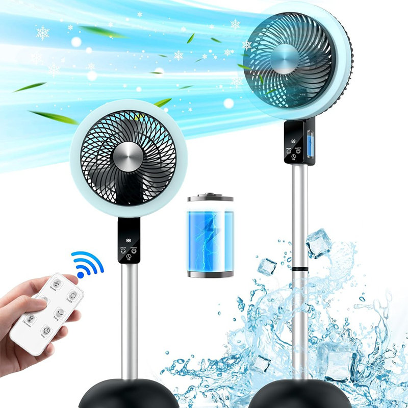 Ventilateur sur pied rechargeable avec télécommande, pile 10 000 ...