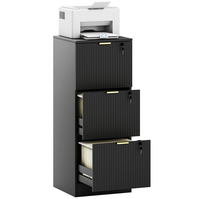 40cm Wide 2 -Drawer File Cabinet, 101cm H x 40cm W x 40cm D, Black