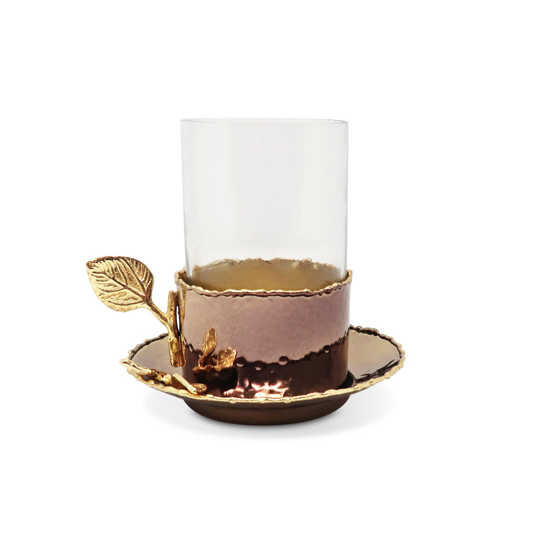 Glass Cup and Plate with Leaf Flower Design House of Hampton®