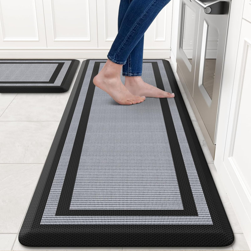 Ensemble de 2 tapis de cuisine rembourrés anti-fatigue pour tapis de cuisine imperméables et antidérapants pour PC, évier, buanderie