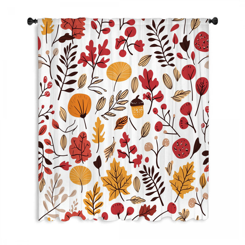 Rideaux de fenêtre à motif de feuilles, bloc botanique et voilages - 1 panneau, L 50 po x L 96 po
