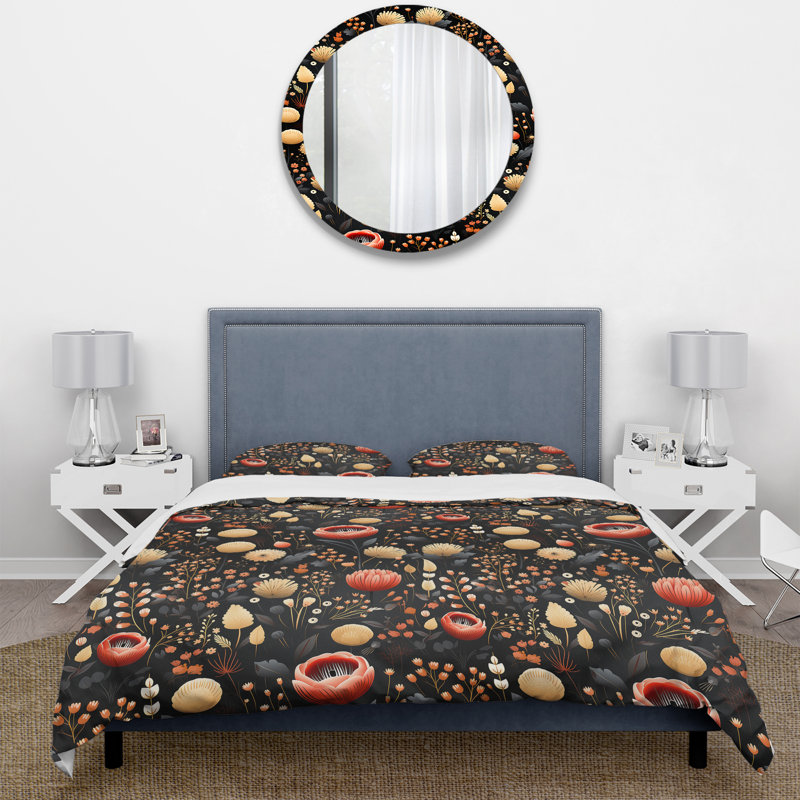 Ensemble de housse de couette à motif floral Bohemian Bliss, Housse de couette pour grand lit et 2 taies décor