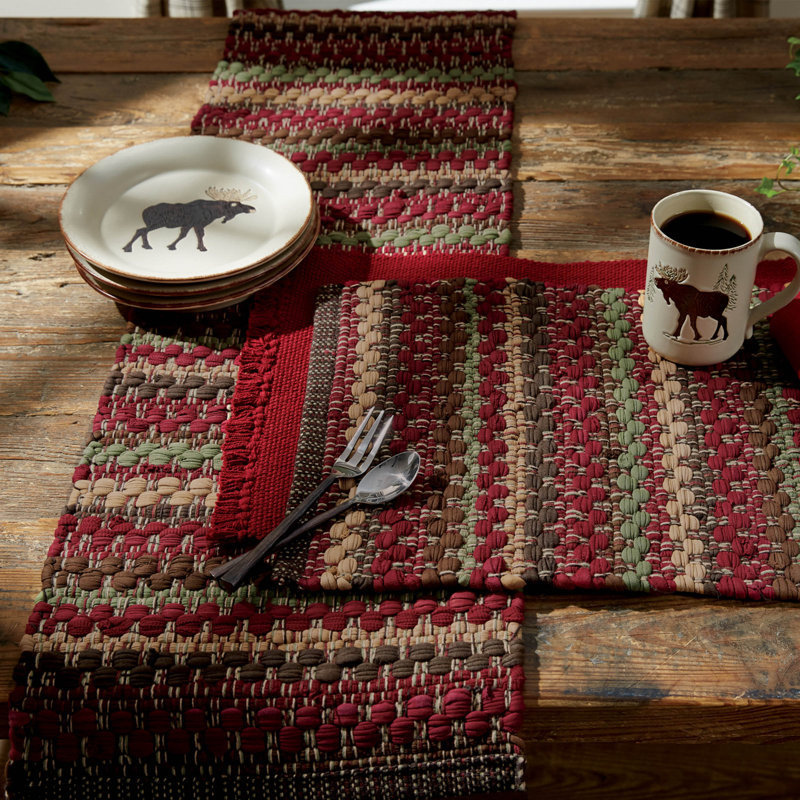 Siaosi Rectangular Striped Table Runner, Red