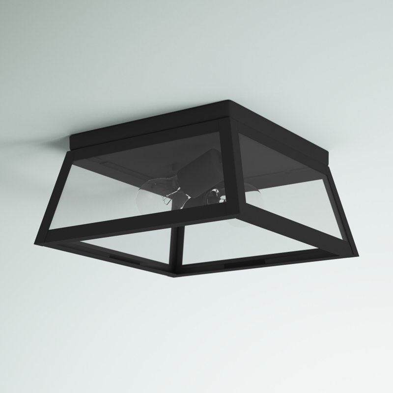 2 - Bulb Outdoor Flush Mount, Black