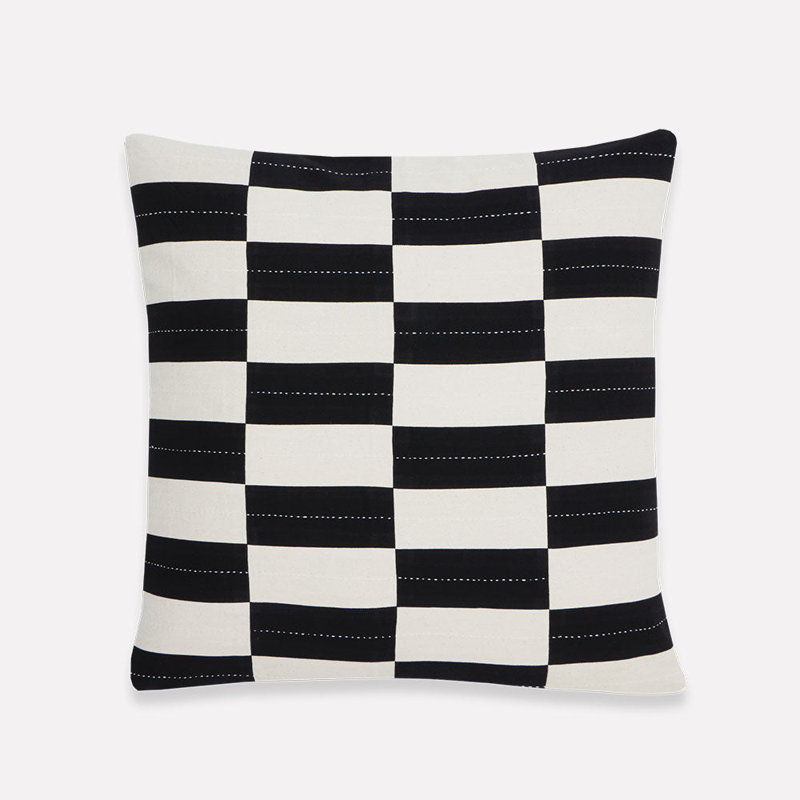 Checkered Lumbar Pillow, Mustard, 16" H x 26" W