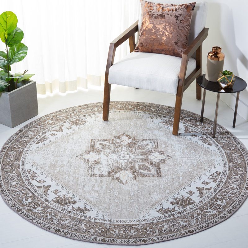 Tapis oriental sauge / ivoire Delvecchio, Rond 6 pi