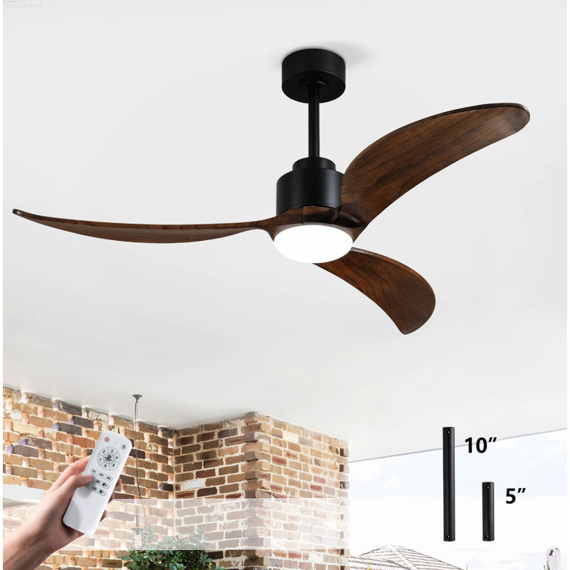6-Speed Reversible DC Motor Propeller-Inspired Ceiling Fan No Light, White, Matte Black