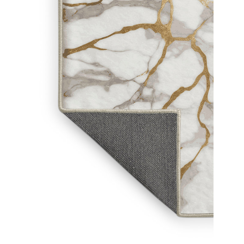 Tapis blanc soyeux et moelleux, Rond 7 pi