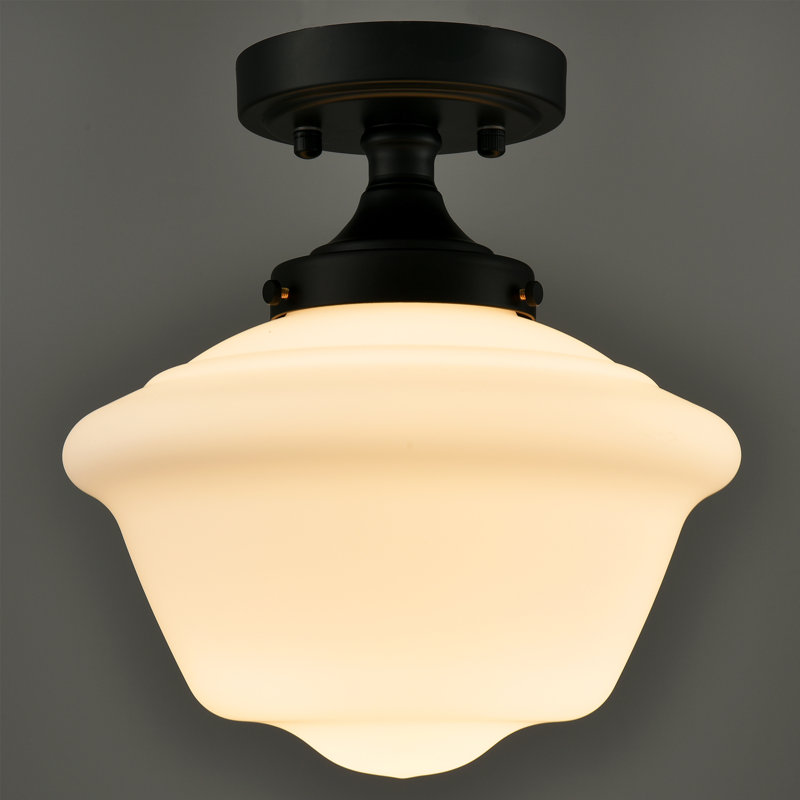Wilkesville Glass Semi Flush Mount, Black, White