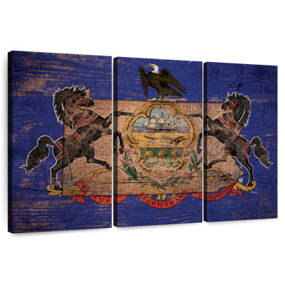 State Map Over Pennsylvania Flag