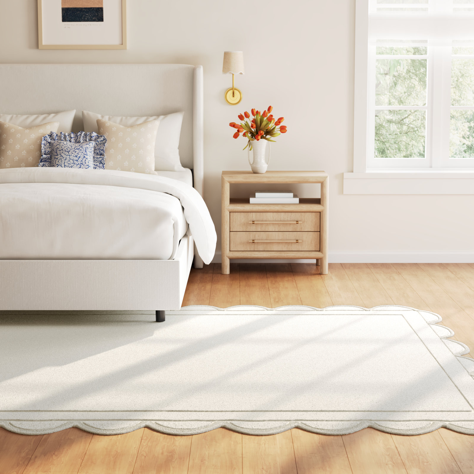 Rectangle Harwich Wool Area Rug with Non-Slip Backing, Novelty 8' x 10'